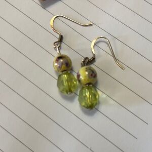 Elegant Green and Yellow Dangle Earrings